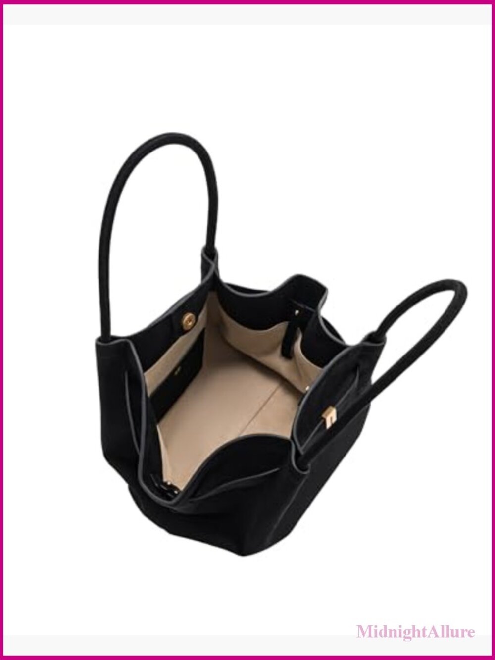 Medium Tote Bag Faux Suede Magnetic Snap Closure - Picture 6 of 7